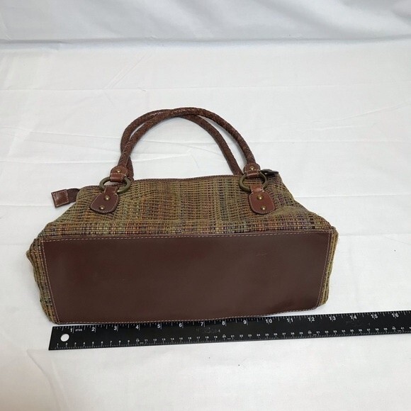Fossil braided leather trim woven shoulder baguette bag purse‎ - Picture 3 of 16